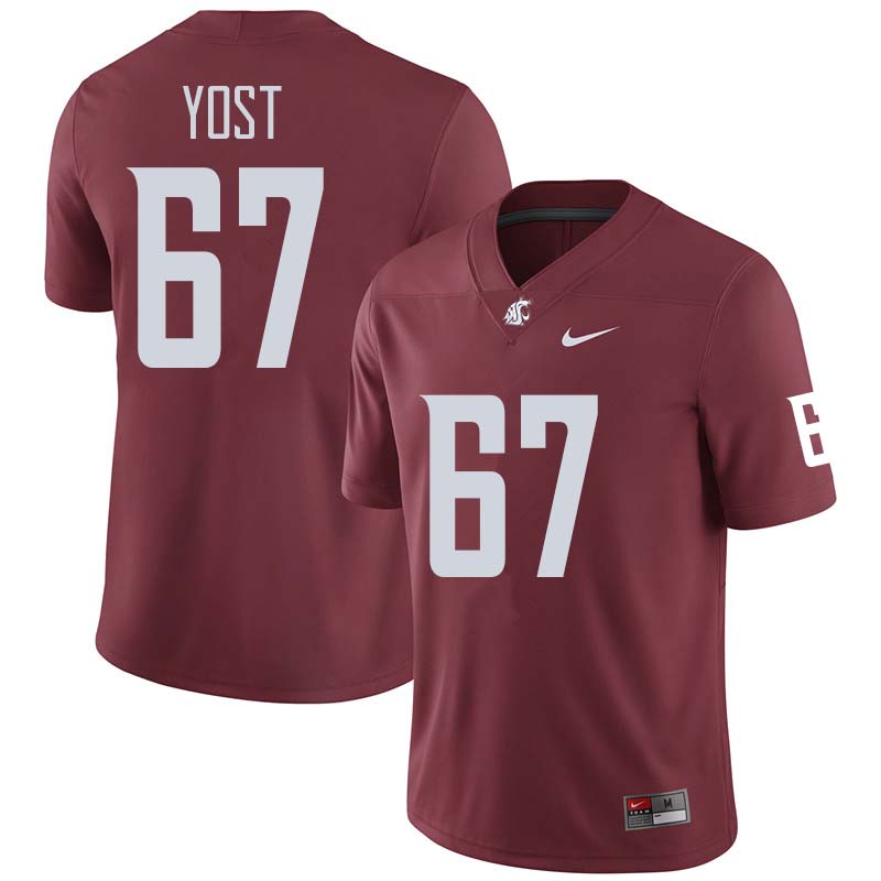 Men #67 Seth Yost Washington State Cougars College Football Jerseys Sale-Crimson